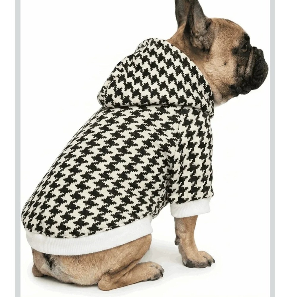 NWOT Dog Hoodie Houndstooth Clothes Pet Sweatshirt Dog Shirts for Dogs 8-13lbs